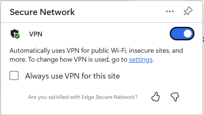 VPN トグルのスクリーンショット