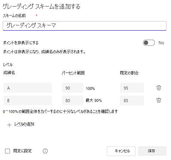 グレーディング スキームを追加する