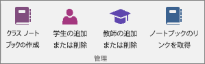 Class Notebook タブのグループを管理します。