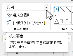 [グラフ要素] ドロップダウン ボタンを選択して要素を選択します