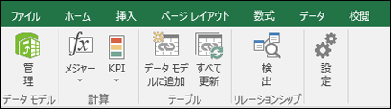 Excel リボンの Power Pivot メニュー