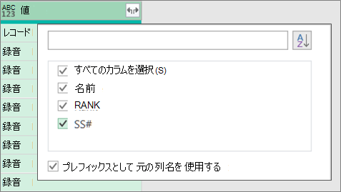 JSON レコードの展開