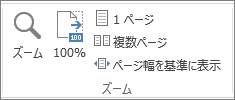 [表示] タブの [ズーム]