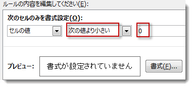 [条件付き書式のルールの編集] ボックス