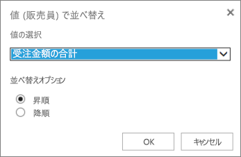 [値で並べ替え] ボックス