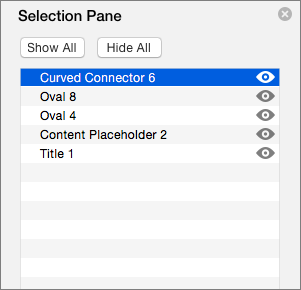 表示PowerPoint 2016 for Macの選択ウィンドウを表示