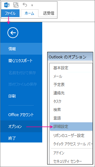 [ファイル > オプション] > [詳細設定]