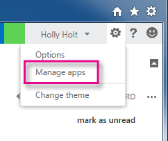 Outlook 用アプリを管理する