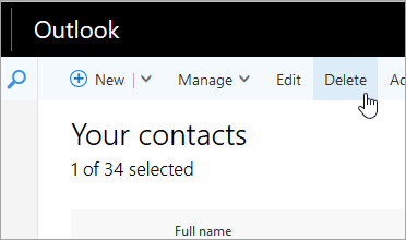 Outlook ナビゲーション バーにある [削除] ボタンのスクリーンショット。