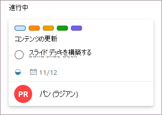 ラベル付きのタスク カード