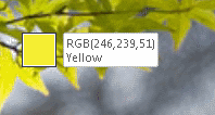 スポイトを使って選んだ色の RGB の値