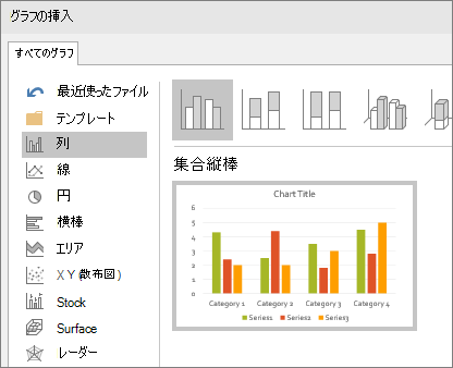 PowerPoint の縦棒グラフの選択肢