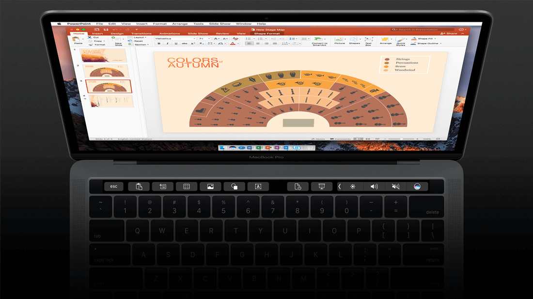 PowerPoint for Mac での Touch Bar のサポート