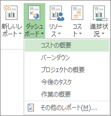 [レポート] タブの [ダッシュボード] メニュー