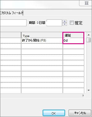 [タスク情報] ボックスの [間隔] 列。