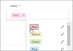 Project Grid ビューでのラベルの追加