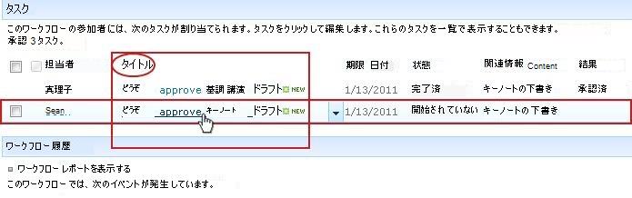 リストにあるタスクのタイトルのクリック