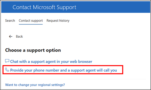 Provide phone number for call back