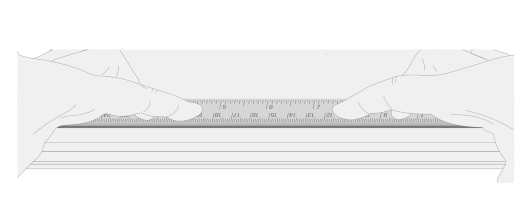 ルーラーは、新しい足を固定するために押し下げるのに使用されます。