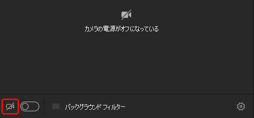カメラ アイコンを選択してカメラをオンにする