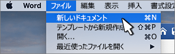 [新しいドキュメント] オプション