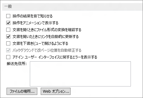 Word 2013 の [全般オプション]
