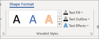 オプションのワードアート スタイル グループ