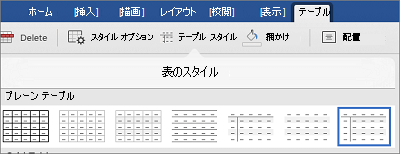 テーブルのスタイル