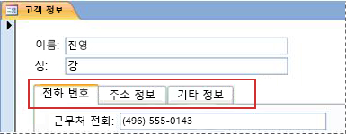 탭 컨트롤이 있는 폼