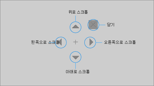 아이 컨트롤 스크롤 단추를 사용하면 웹 페이지 또는 앱을 빠르게 스크롤할 수 있습니다