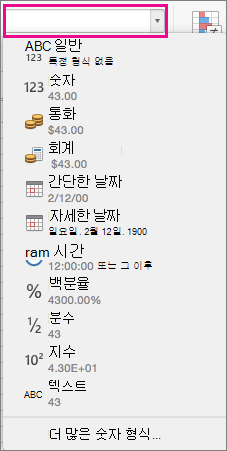 표시 형식 상자