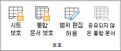 통합 문서 보호 옵션