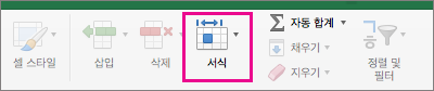 홈 탭에서 서식이 강조 표시됨