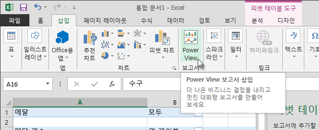 Power View 보고서 삽입