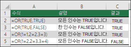 OR 함수를 사용하는 예제입니다.