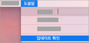 도움말 > 업데이트 확인