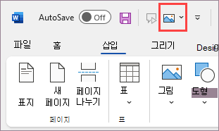 빠른 실행 도구 모음에 추가된 명령