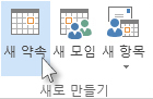 리본 메뉴의 새 약속 명령