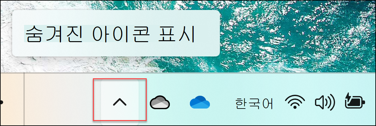 숨겨진 아이콘 표시