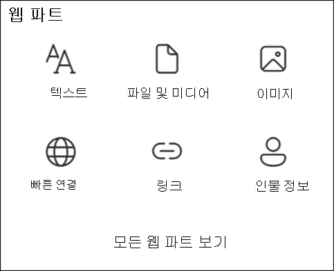 도구 상자의 웹 파트 목록