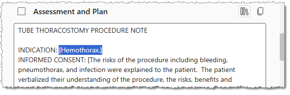 Image of a selected field in a note.