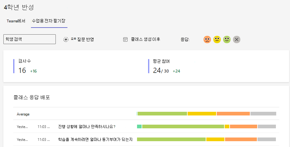 응답 반영의 스크린샷