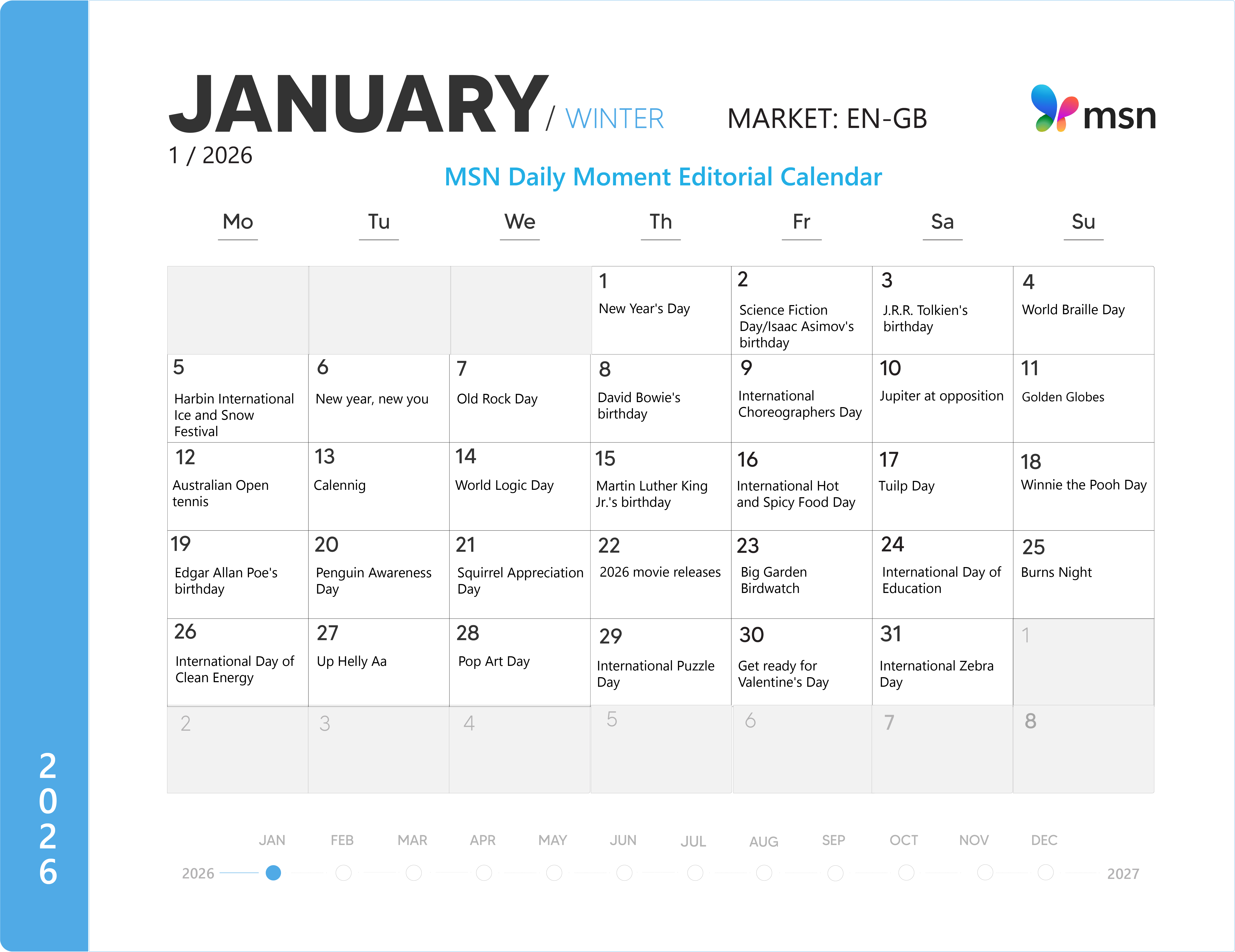 데일리 모멘트 에디토리얼 Calendar EN-GB