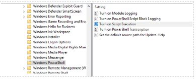 Windows PowerShell 스크립트 실행 정책의 스크린샷