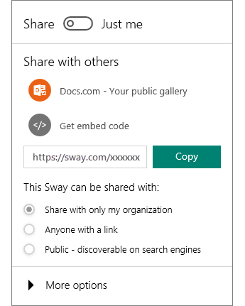 Sway 공유 창 스크린샷
