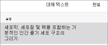 iOS용 OneNote의 이미지에 대한 대체 텍스트 대화 상자