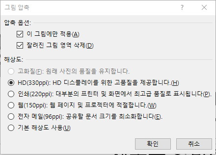 그림 압축 대화 상자