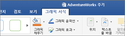 선택한 SVG 이미지, 리본에서 그래픽 형식 탭 사용
