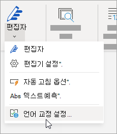 검토 탭에서 편집기 > 언어 설정을 클릭합니다.