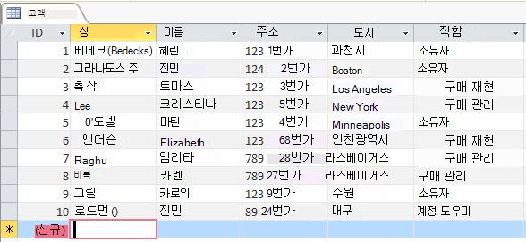 고객 테이블